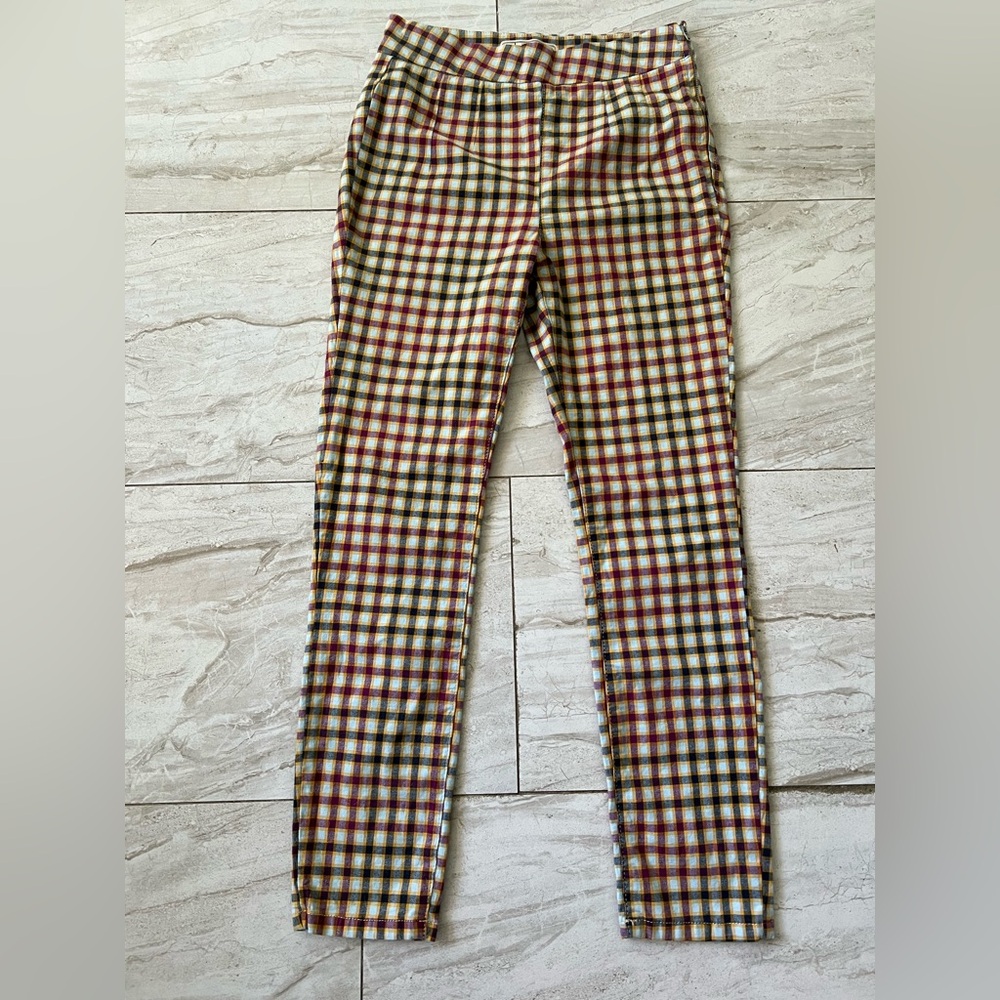Free People Red, White & Blue Plaid Skinny Pants Preppy Grunge Y2K look - Picture 1 of 5